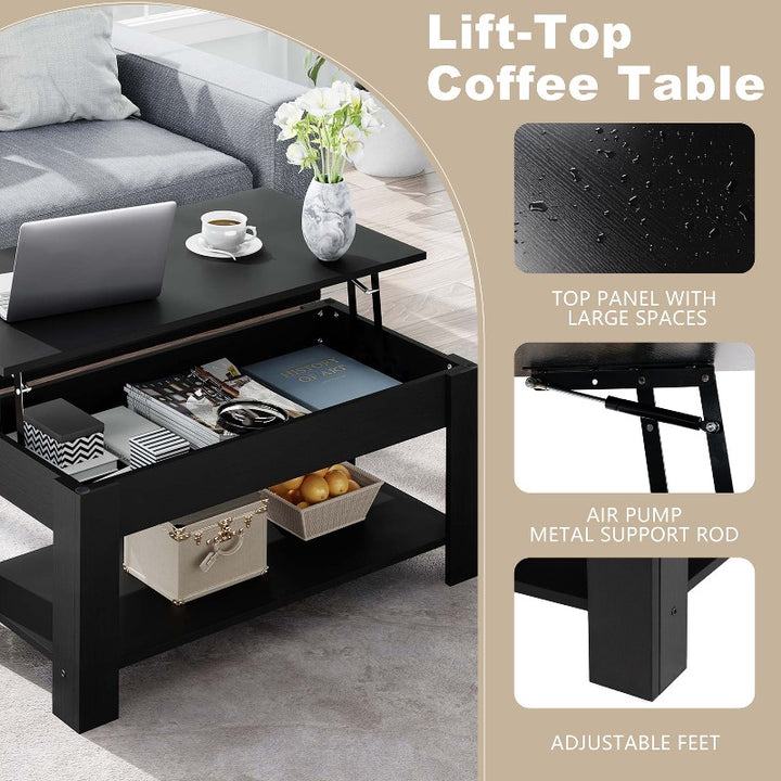Walsunny Livingroom Lift Top Coffee Table #color_black