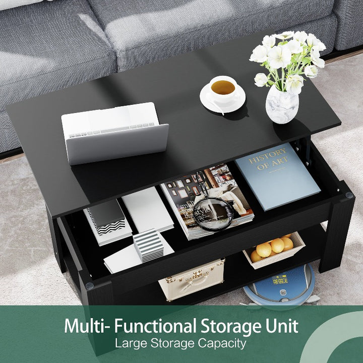 Walsunny Livingroom Lift Top Coffee Table #color_black