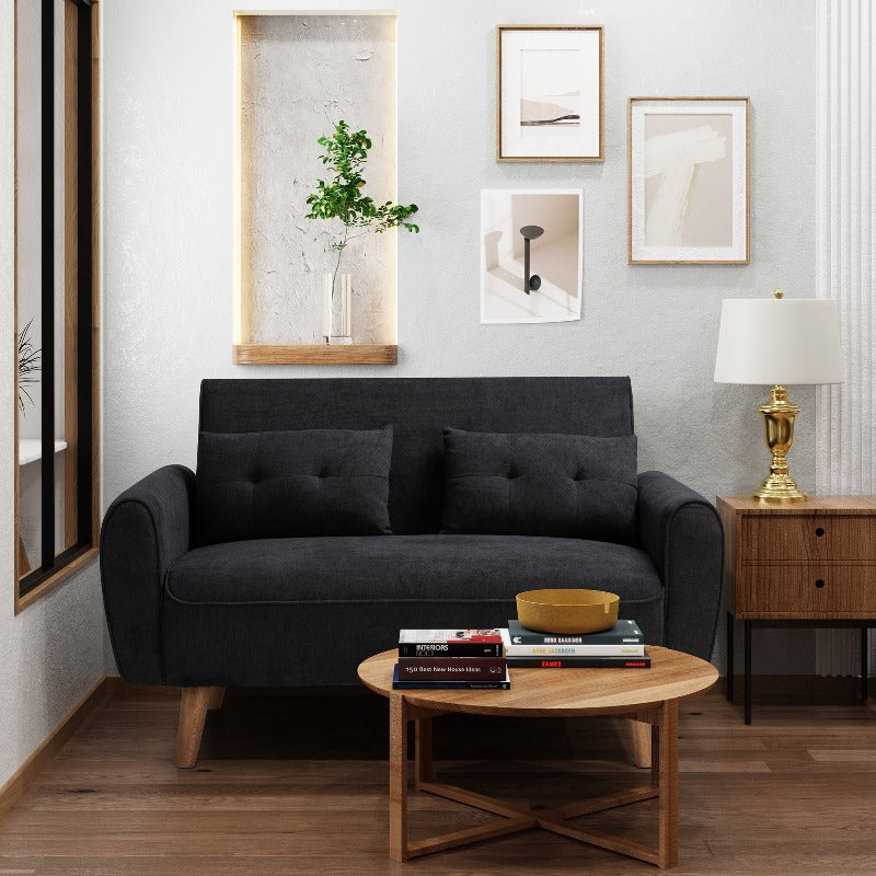 Livingroom sofa set Walsunny 2-seat 47'' Small Modern Love Seat Sofa#color_black