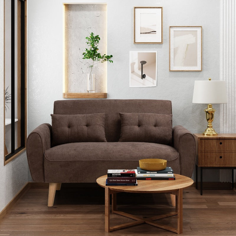 Livingroom sofa set Walsunny 2-seat 47'' Small Modern Love Seat Sofa#color_brown