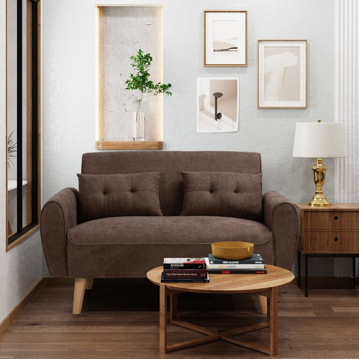 Livingroom sofa set Walsunny 2-seat 47'' Small Modern Love Seat Sofa#color_brown