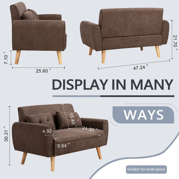 Livingroom sofa set Walsunny 2-seat 47'' Small Modern Love Seat Sofa#color_brown