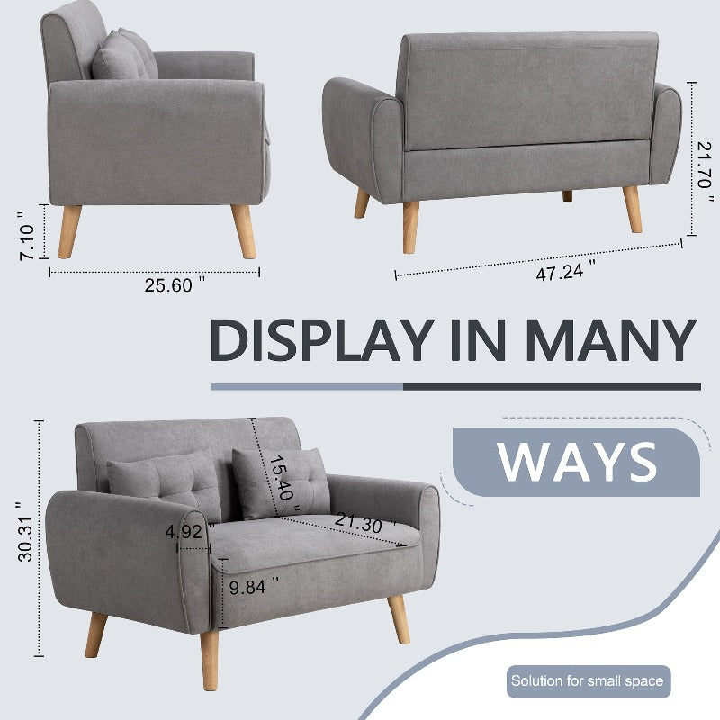 Livingroom sofa set Walsunny 2-seat 47'' Small Modern Love Seat Sofa  #color_light-grey