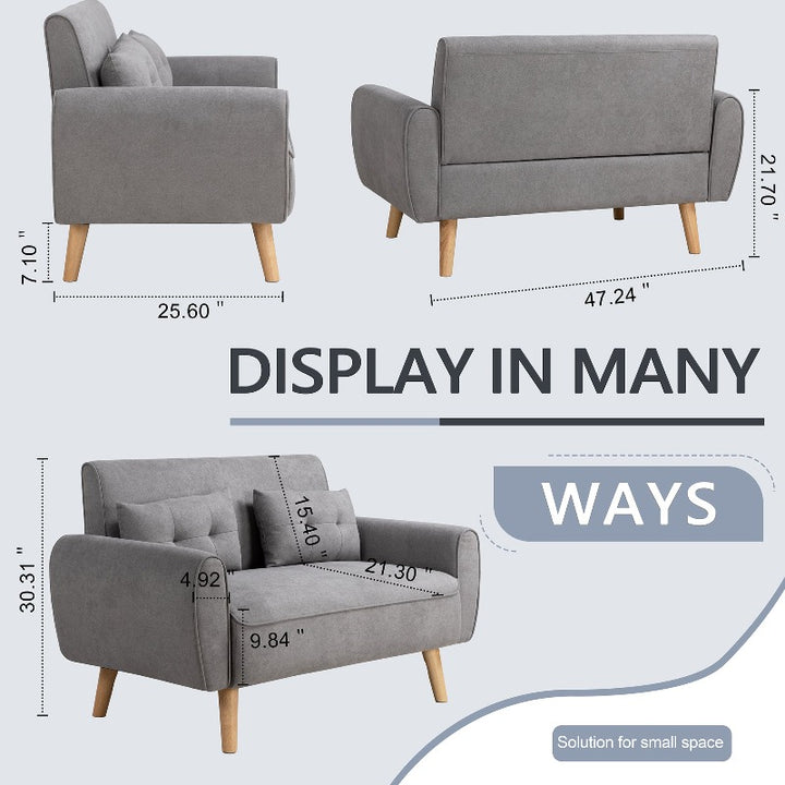 Livingroom sofa set Walsunny 2-seat 47'' Small Modern Love Seat Sofa  #color_light-grey