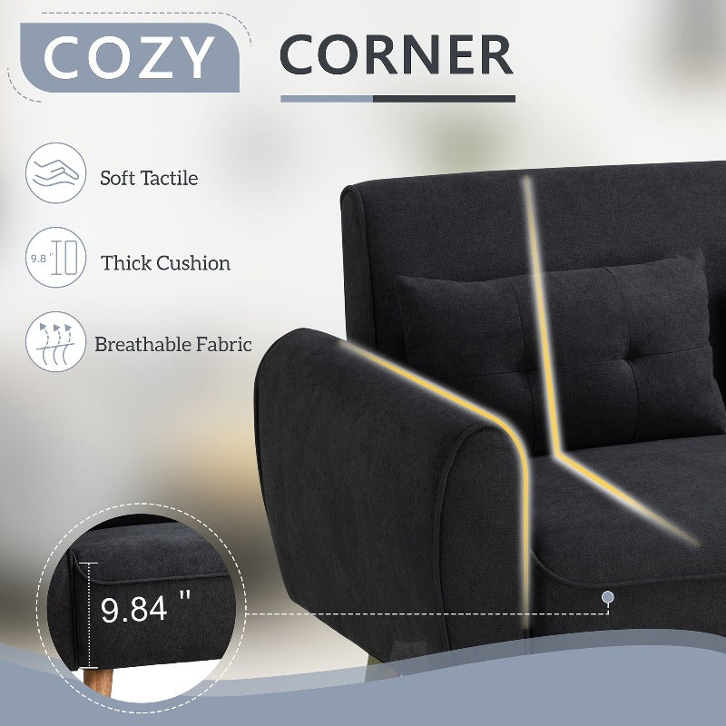 Livingroom sofa set Walsunny 2-seat 47'' Small Modern Love Seat Sofa#color_black