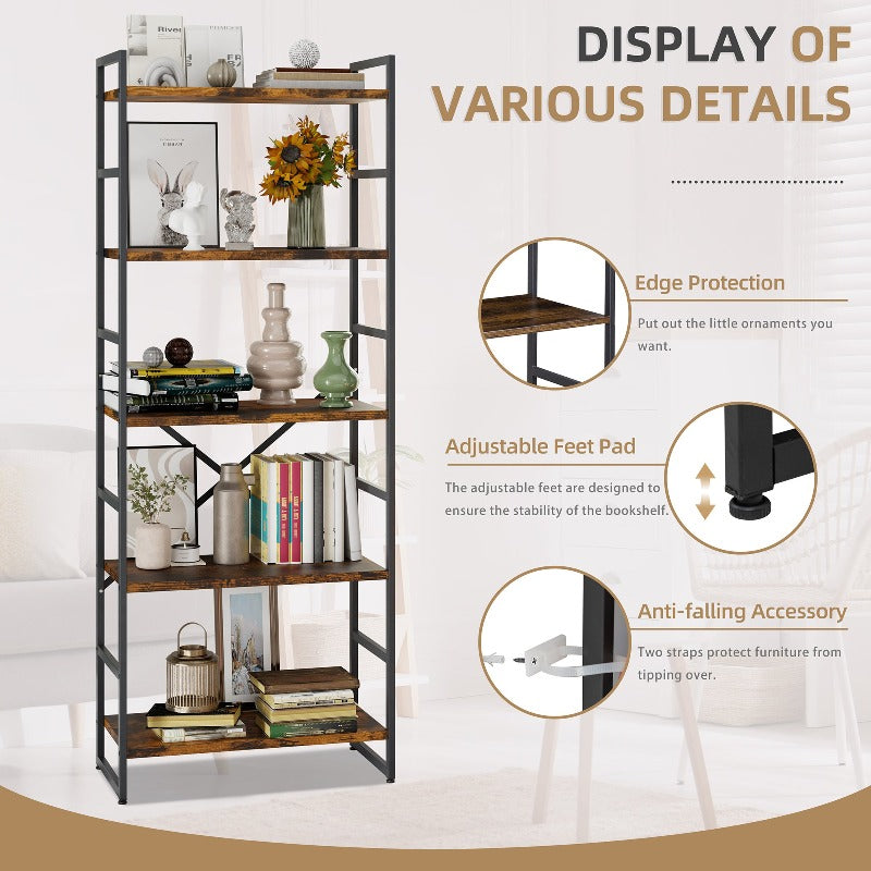 Walsunny 5-Tier Bookshelf (7254077571248)
