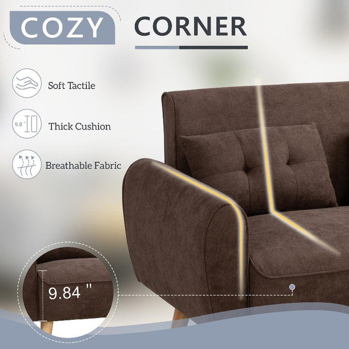 Livingroom sofa set Walsunny 2-seat 47'' Small Modern Love Seat Sofa#color_brown