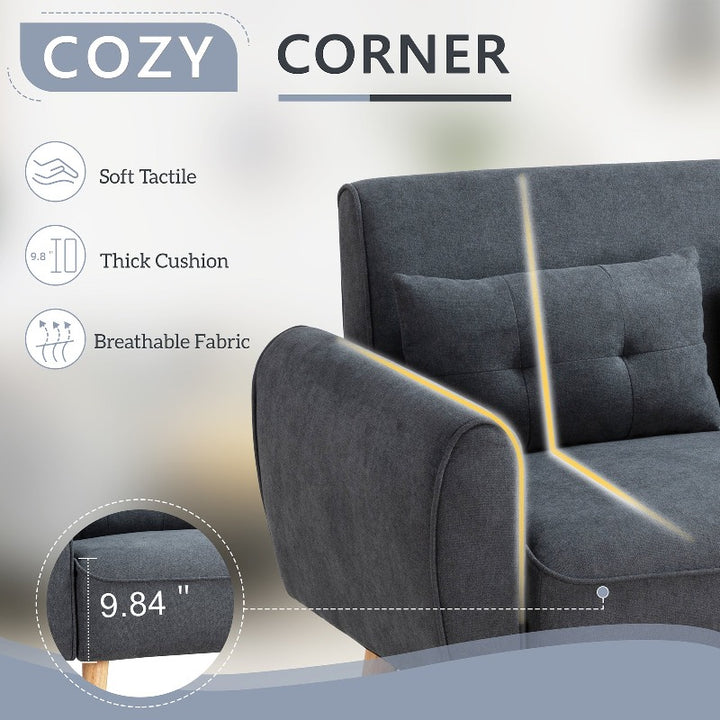 Livingroom sofa set Walsunny 2-seat 47'' Small Modern Love Seat Sofa#color_dark-grey