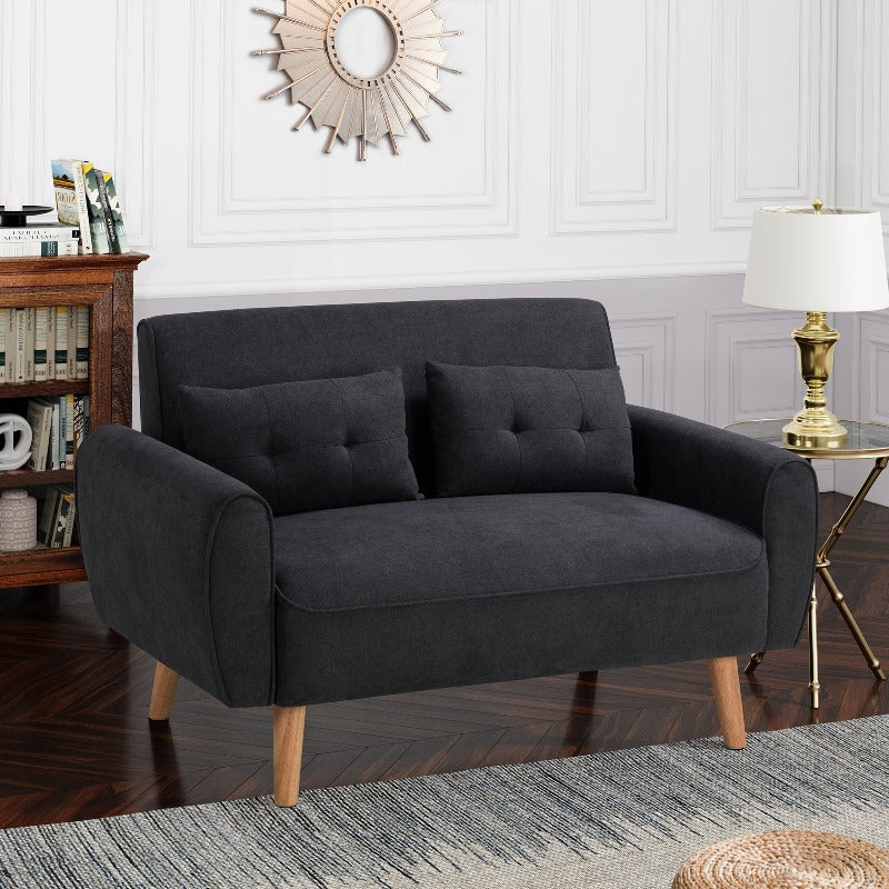 Livingroom sofa set Walsunny 2-seat 47'' Small Modern Love Seat Sofa#color_black
