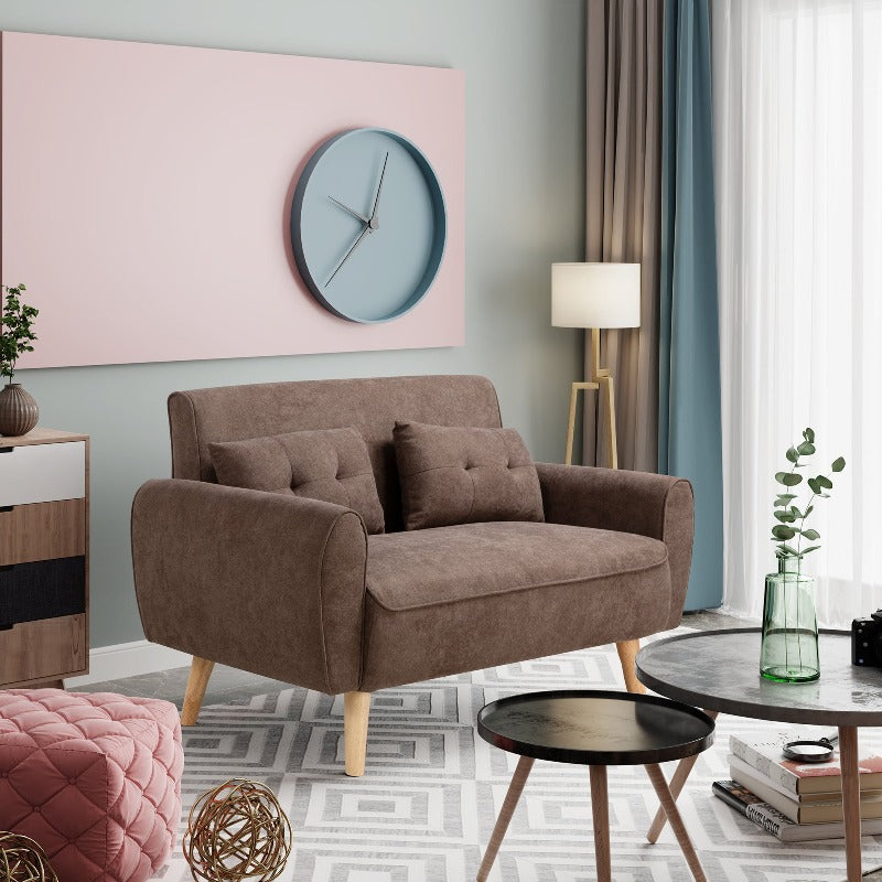 Livingroom sofa set Walsunny 2-seat 47'' Small Modern Love Seat Sofa#color_brown