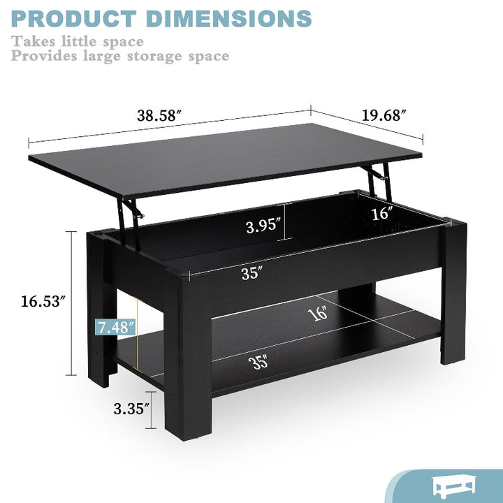 Walsunny Livingroom Lift Top Coffee Table#color_black