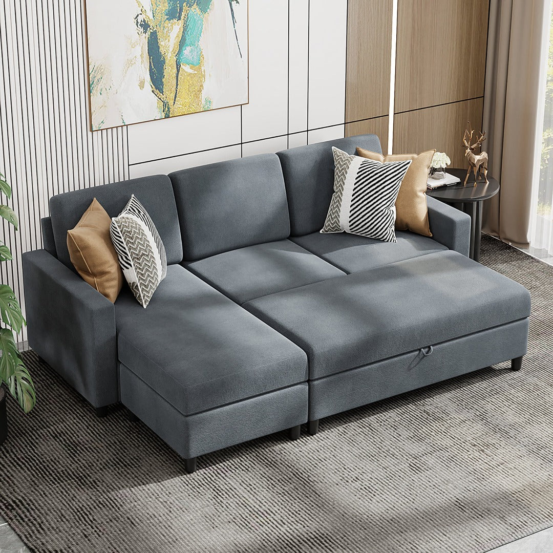 Walsunny Sectional Sofa With Long Storage Ottoman For Small Apartment#color_dark-grey (7136755155120)