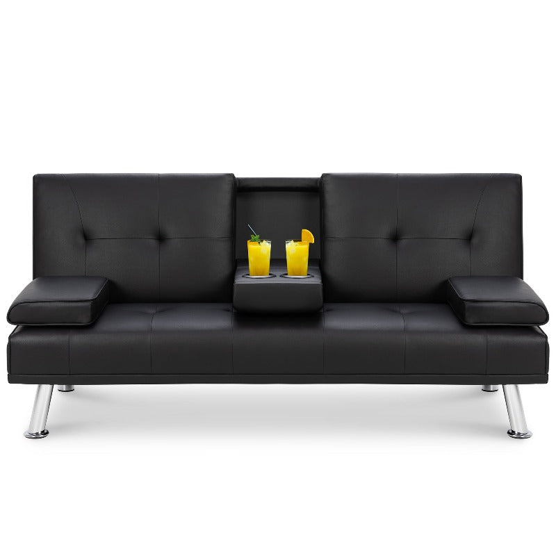 Walsunny livingroom Modern Convertible Sleeper Sofa Bed#color_black