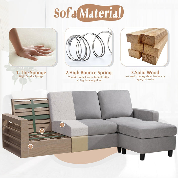 Walsunny Sectional Sofa With Long Storage Ottoman For Small Apartment#color_light-grey (7136755155120)