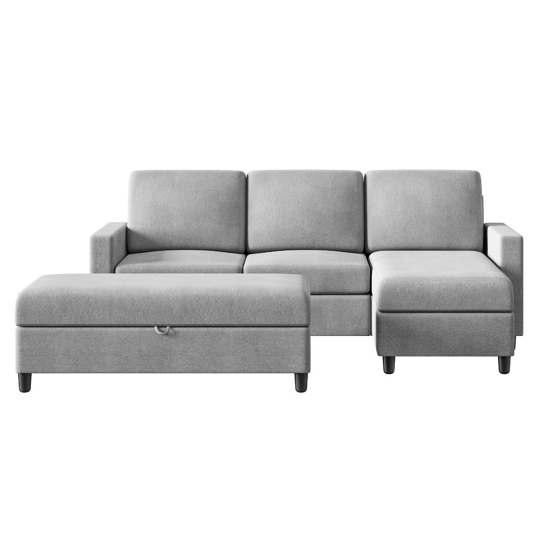Walsunny Sectional Sofa With Long Storage Ottoman For Small Apartment#color_light-grey (7136755155120)