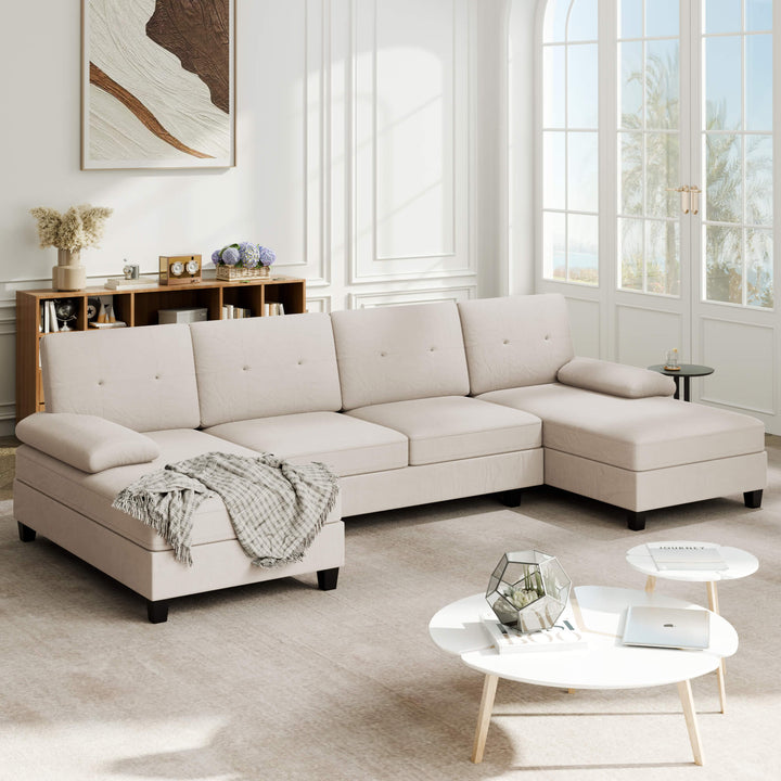 WALSUNNY 106'' Sectional Sofa Couches #color_white