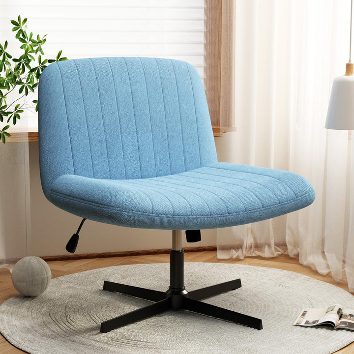 Walsunny Cross Legged Office Chair Armless Wide Chair Cross Legged Office Chair Computer Chair #color_blue #foot_fixed-foot