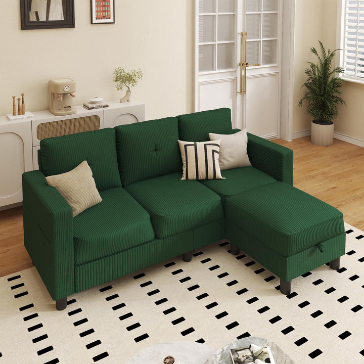 WALSUNNY livingroom sectional couch sectional couch #color_green  #material_corduroy