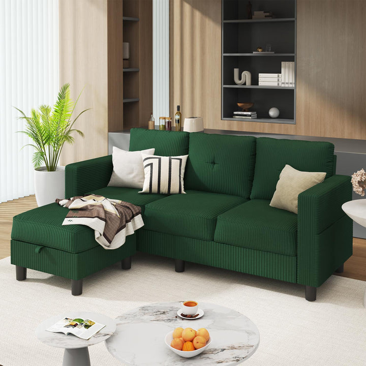 WALSUNNY livingroom sectional couch sectional couch #color_green  #material_corduroy