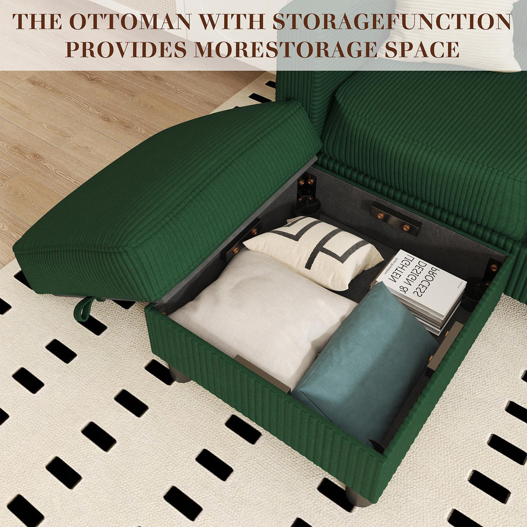 WALSUNNY livingroom sectional couch sectional couch #color_green  #material_corduroy