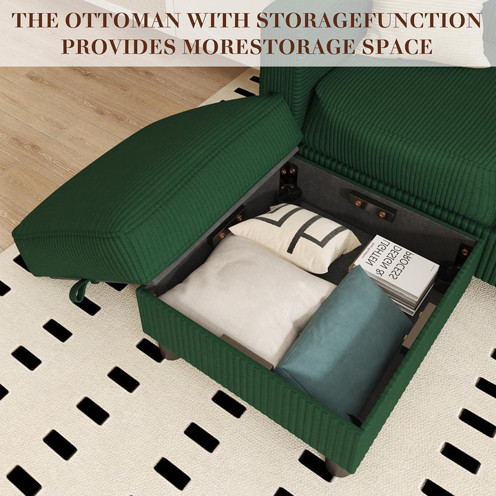 WALSUNNY livingroom sectional couch sectional couch #color_green  #material_corduroy