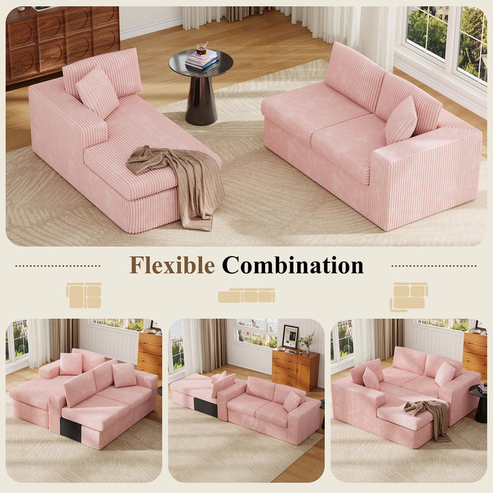 Walsunny  105" Modular Sectional Sofa, Boneless L Shaped Couch with Deep Seat, Cloud Foam Couch  Plush Cordurory Sofa