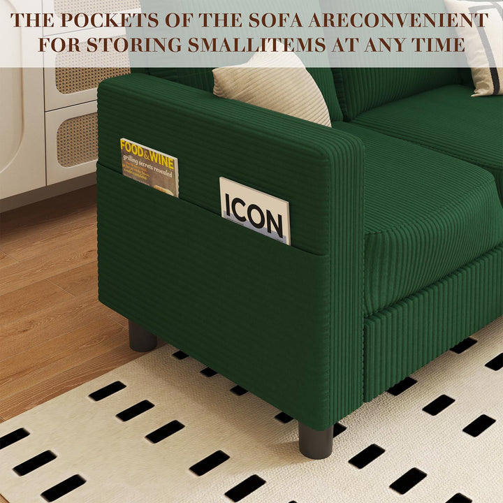 WALSUNNY livingroom sectional couch sectional couch #color_green  #material_corduroy