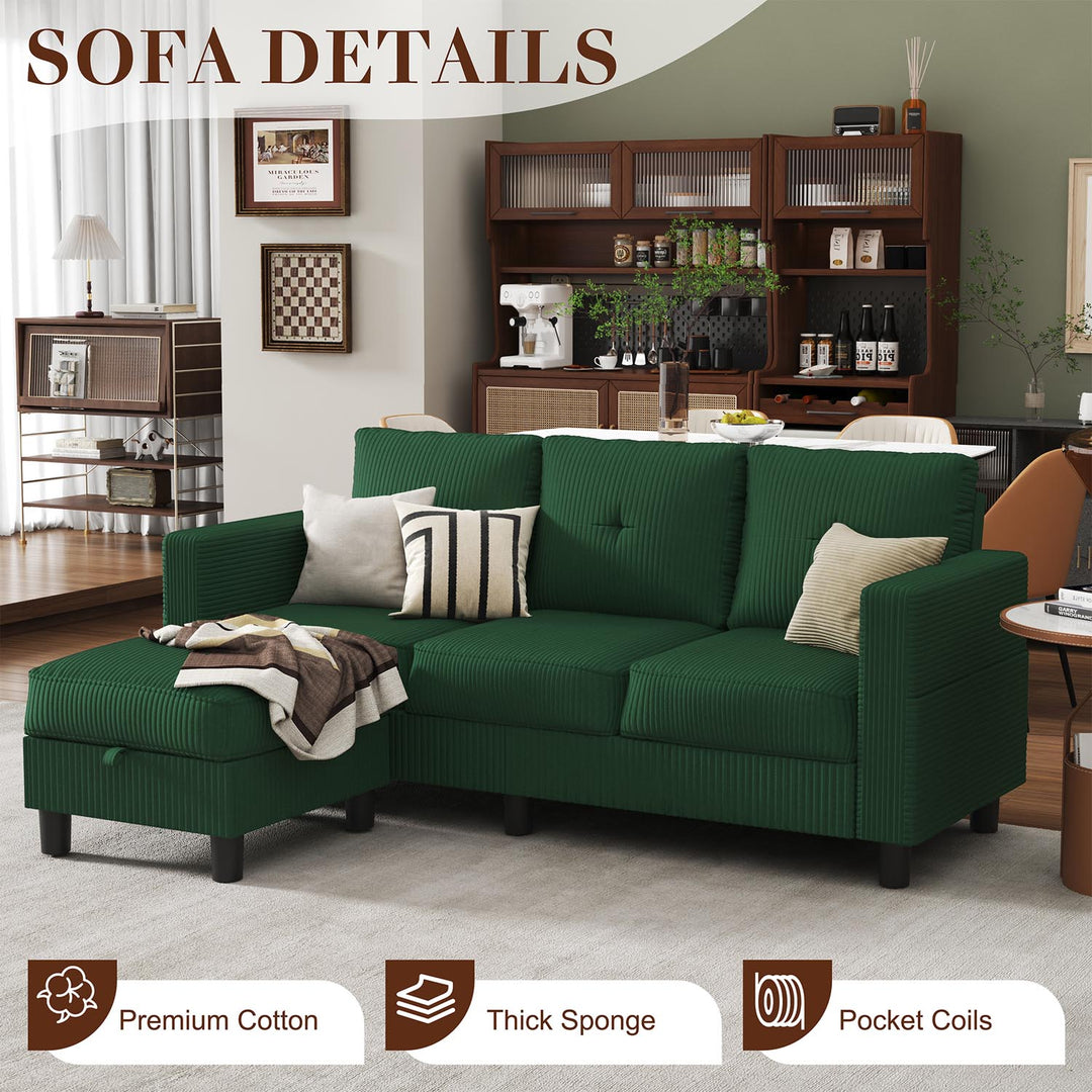 WALSUNNY livingroom sectional couch sectional couch #color_green  #material_corduroy