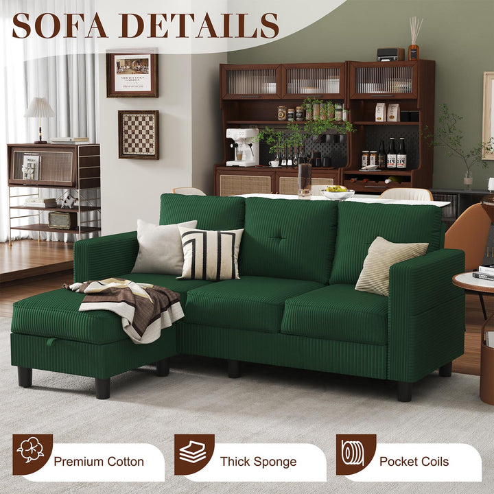 WALSUNNY livingroom sectional couch sectional couch #color_green  #material_corduroy