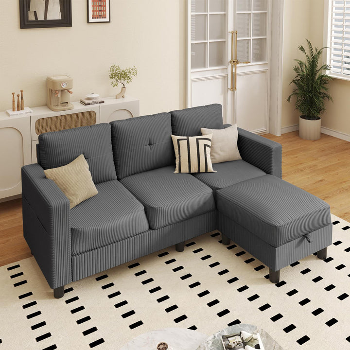 WALSUNNY livingroom sectional couch sectional couch #color_dark-grey #material_corduroy