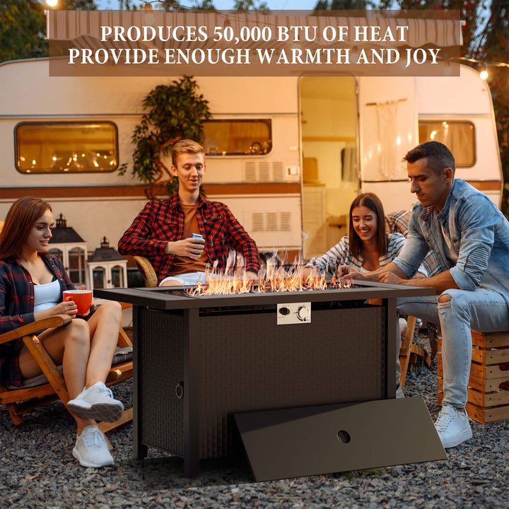 Walsunny 45" Propane Fire Pit Table 50,000 BTU Steel Gas Fire Pit
