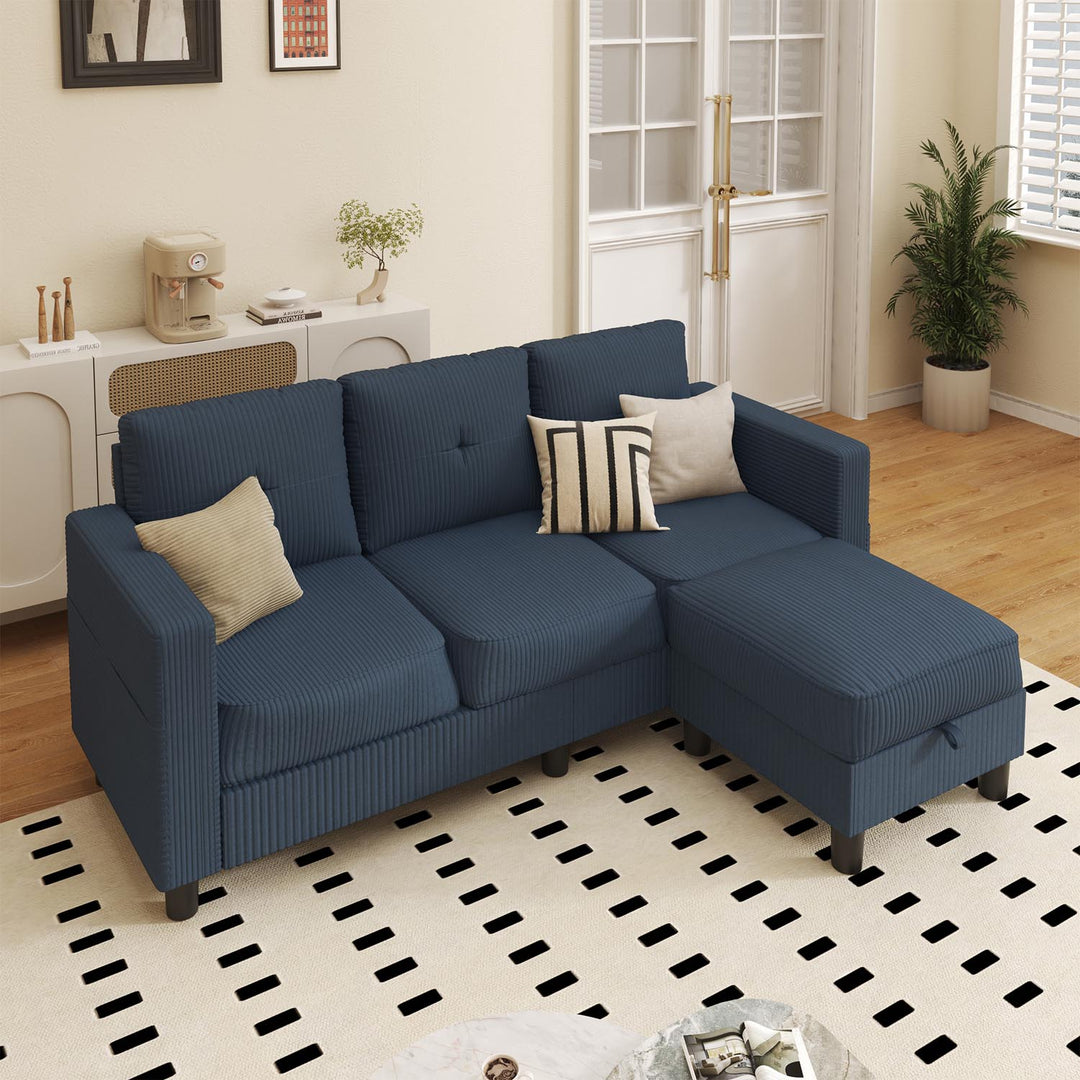 WALSUNNY livingroom sectional couch sectional couch #color_blue #material_corduroy