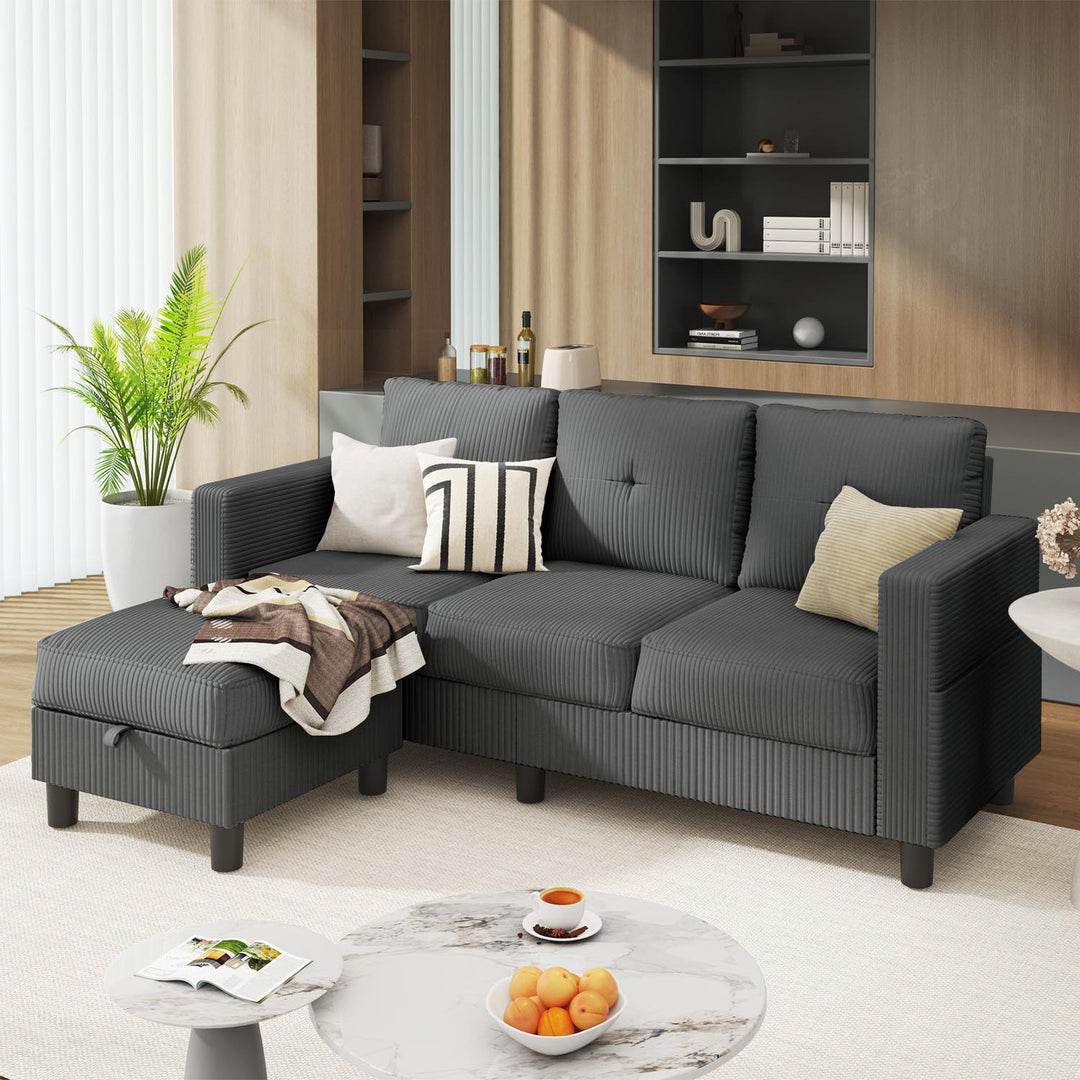 WALSUNNY livingroom sectional couch sectional couch #color_dark-grey #material_corduroy