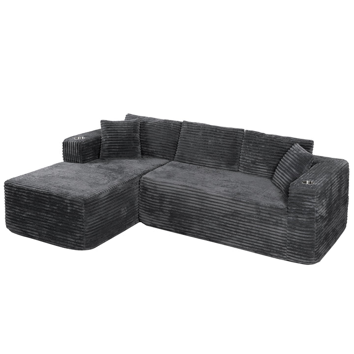 Walsunny  105" Modular Sectional Sofa, Boneless L Shaped Couch With Cup Holder