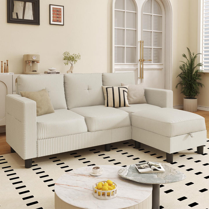 WALSUNNY livingroom sectional couch sectional couch #color_khaki #material_corduroy