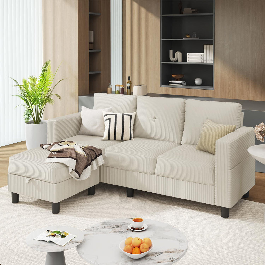 WALSUNNY livingroom sectional couch sectional couch #color_khaki #material_corduroy