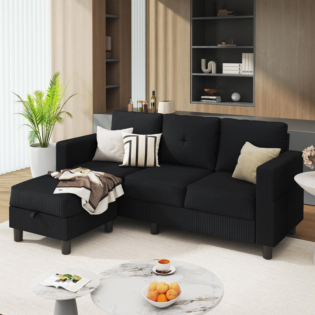 WALSUNNY livingroom sectional couch sectional couch #material_corduroy
#color_black 