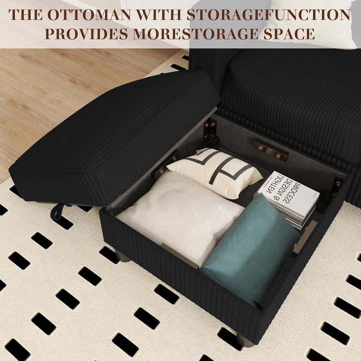 WALSUNNY livingroom sectional couch sectional couch #color_black #material_corduroy