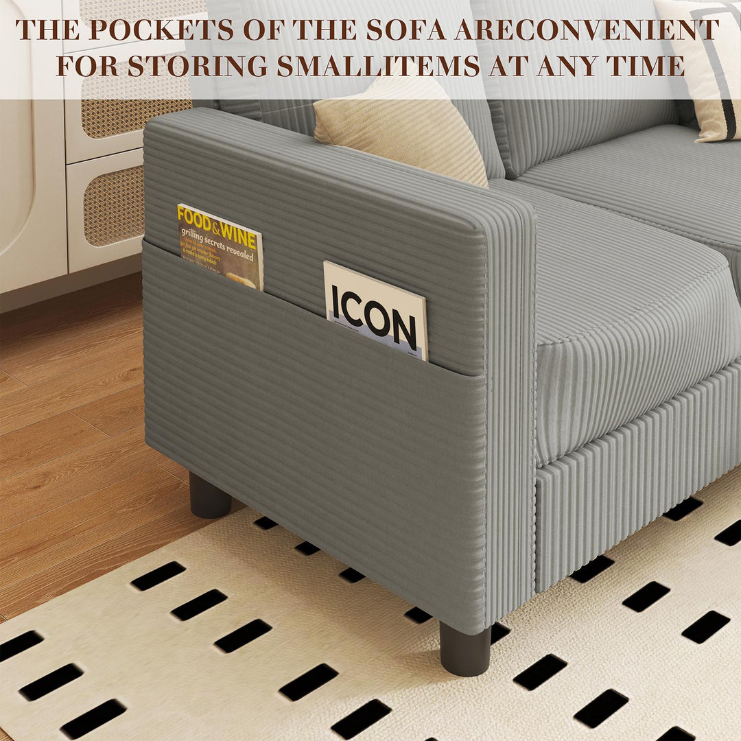 WALSUNNY livingroom sectional couch sectional couch #color_light-grey #material_corduroy