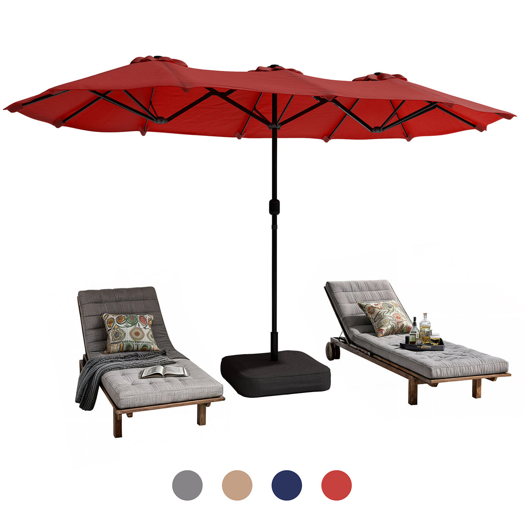 15 ft Extra Large Patio Umbrella with Base Included, Double Sided Outdoor Rectangular Patio Umbrella with Crank Handle for Pool Garden Backyard, Beige – Walsunny 15 ft Extra Large Patio Umbrella with Base Included, Double Sided Outdoor Rectangular Patio Umbrella with Crank Handle for Pool Garden Backyard, Beige – Walsunny