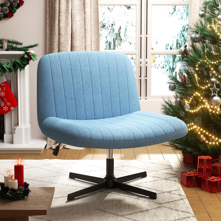 Walsunny Cross Legged Office Chair Armless Wide Chair Cross Legged Office Chair Computer Chair #color_blue #foot_fixed-foot