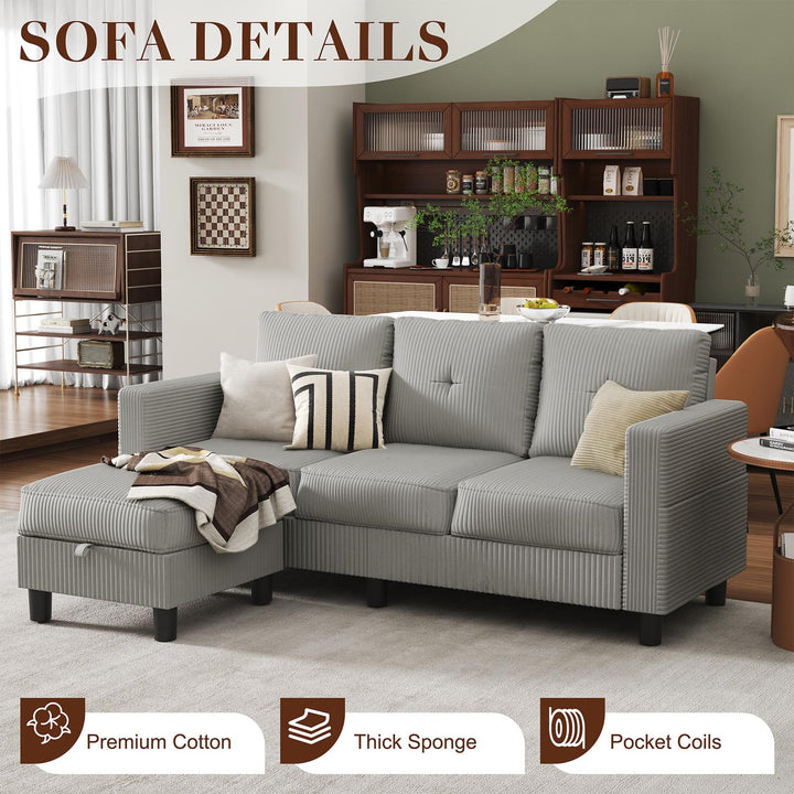 WALSUNNY livingroom sectional couch sectional couch #color_light-grey #material_corduroy