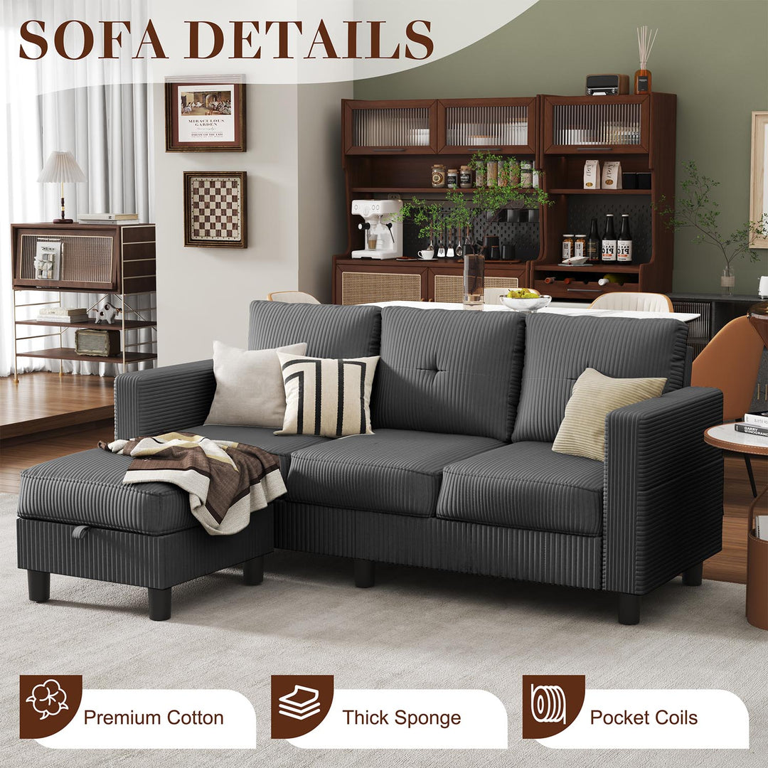 WALSUNNY livingroom sectional couch sectional couch #color_dark-grey #material_corduroy