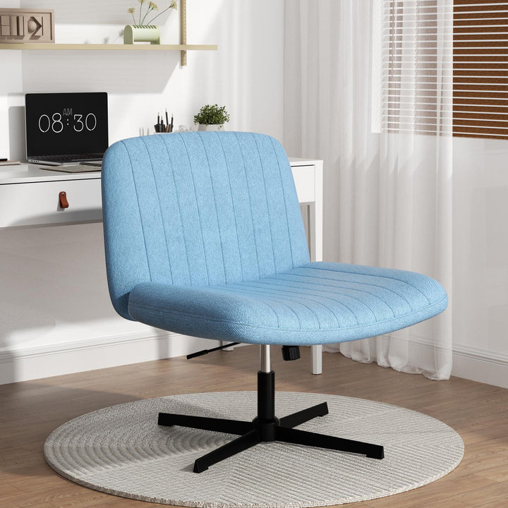 Walsunny Cross Legged Office Chair Armless Wide Chair Cross Legged Office Chair Computer Chair #color_blue #foot_fixed-foot