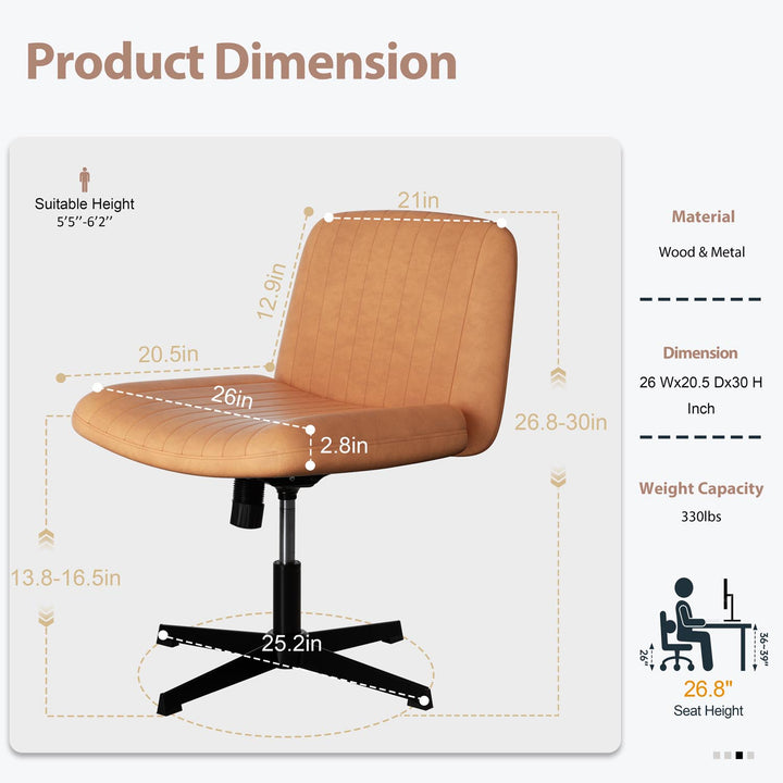 Walsunny Cross Legged Office Chair Armless Wide Chair Cross Legged Office Chair Computer Chair #color_orange #foot_fixed-foot