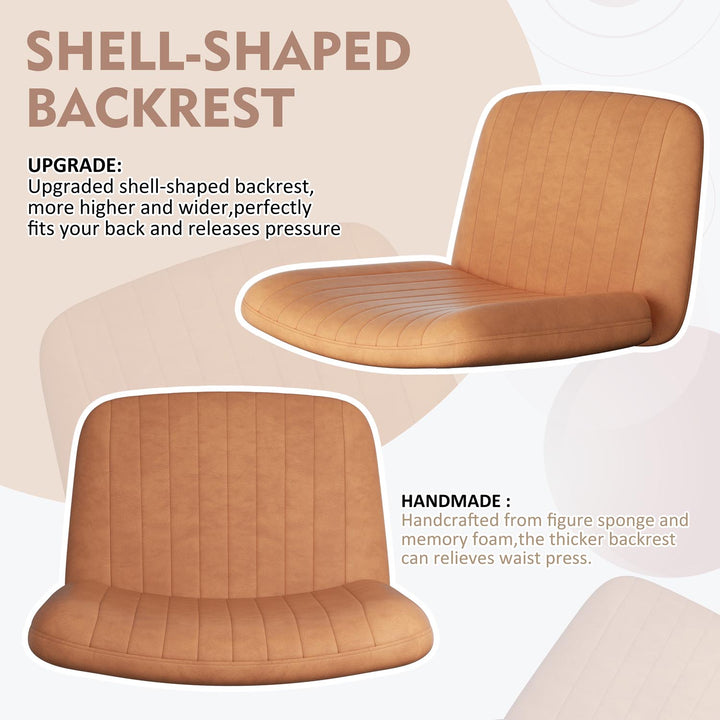 Walsunny Cross Legged Office Chair Armless Wide Chair Cross Legged Office Chair Computer Chair #color_orange #foot_fixed-foot