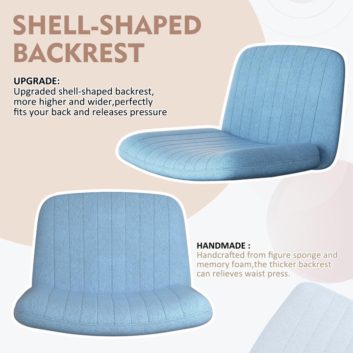 Walsunny Cross Legged Office Chair Armless Wide Chair Cross Legged Office Chair Computer Chair #color_blue #foot_fixed-foot