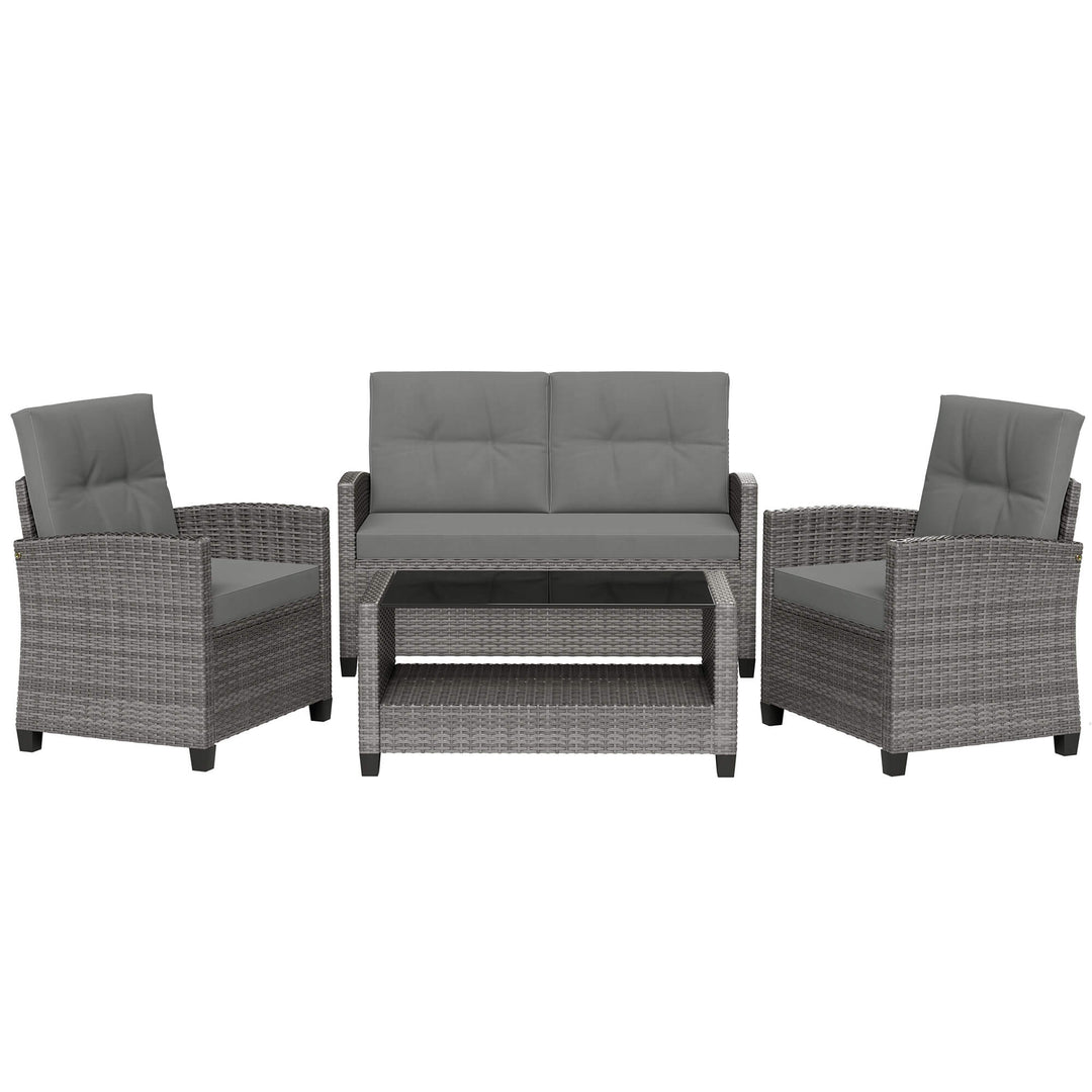 Walsunny Patio Furniture 4 Pieces Outdoor Wicker Loveseat Set