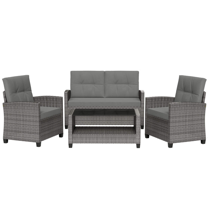 Walsunny Patio Furniture 4 Pieces Outdoor Wicker Loveseat Set