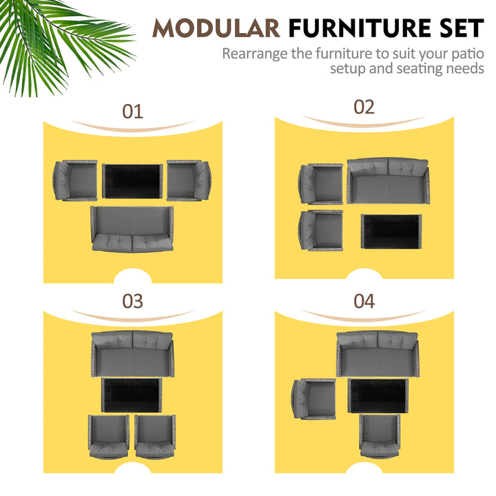 Walsunny Patio Furniture 4 Pieces Outdoor Wicker Loveseat Set
